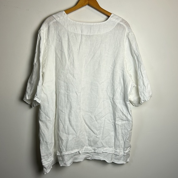 Liz and Jane Women 1X Blouse White 100% Preshrunk Linen Tunic Natural Breathable - Picture 2 of 12